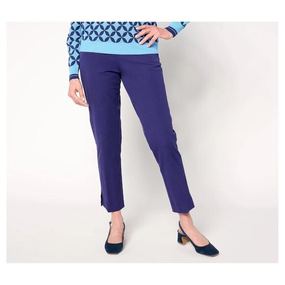 Isaac Mizrahi Live Regular 24/7 Stretch Icon Ankle Pants Size 6 Navy A692858 - Picture 1 of 3